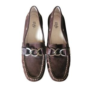 Asgi Womens 6.5M Dark Brown Leather Suede Driving Loafers Vintage Unique Classic